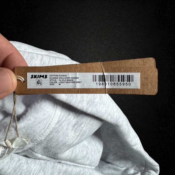 SKIMS Cotton Fleece Classic Pullover Hoodie Light Heather Grey PL-PLO-8365W M - Picture 3 of 3